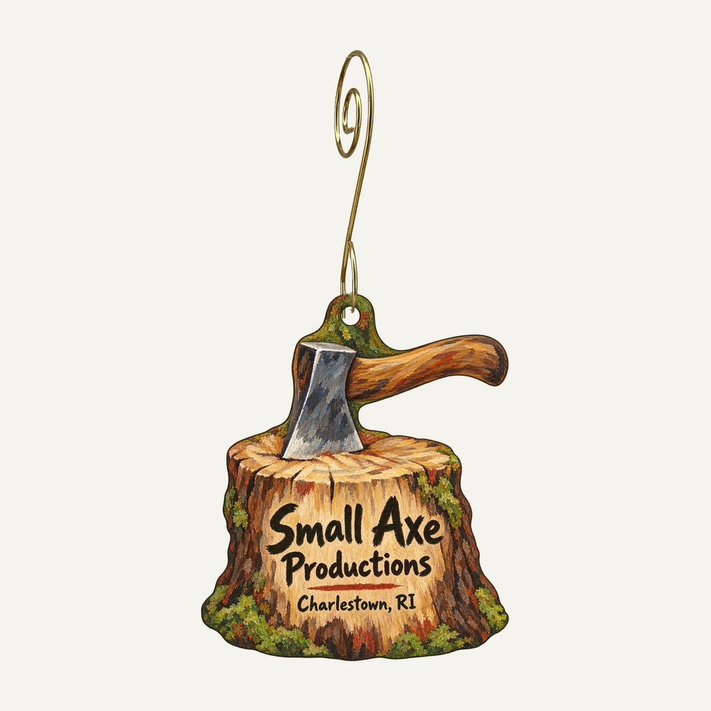 Small Axe Productions Logo custom wood ornament OC1040 hanging on hook