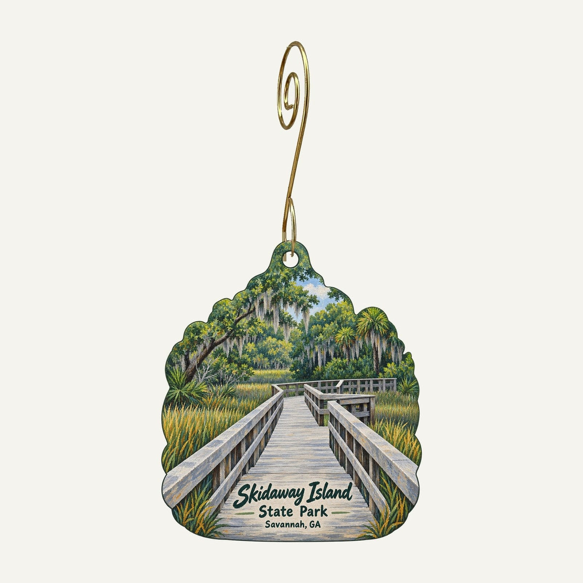 Skidaway Island State Park Logo custom wood ornament OC1043 hanging on hook