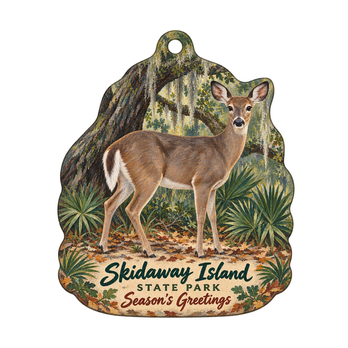Skidaway Island State Park Christmas custom wood ornament OC1044 on white