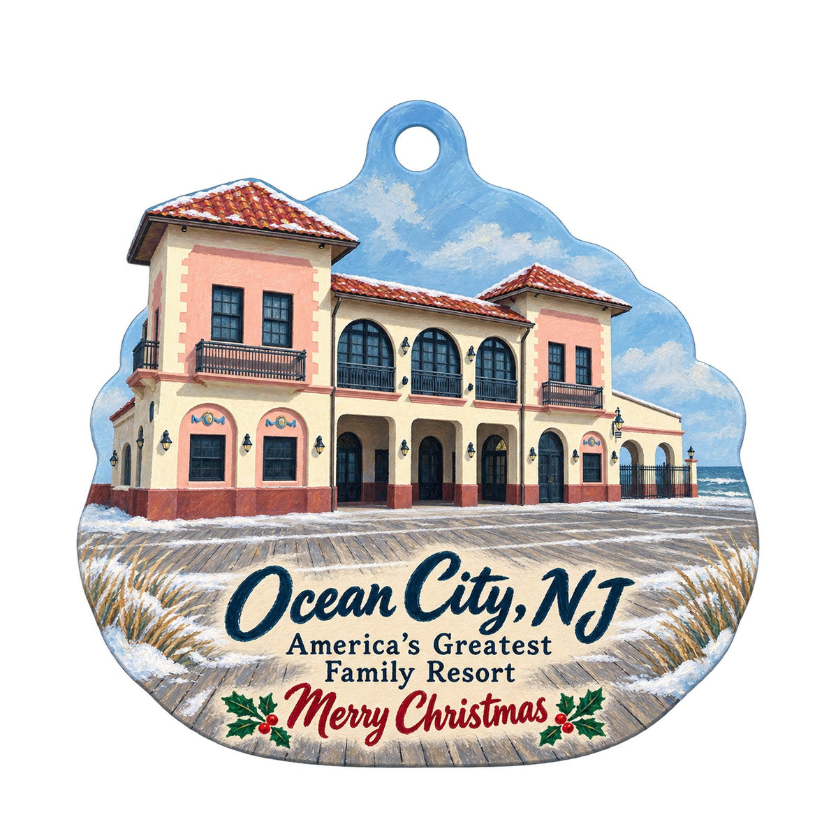 Pushpa Imports Christmas custom wood ornament OC1047 on white