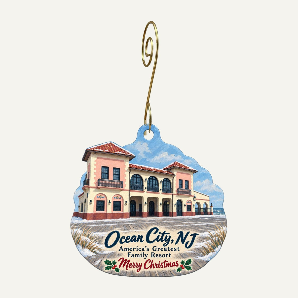 Pushpa Imports Christmas custom wood ornament OC1047 hanging on hook