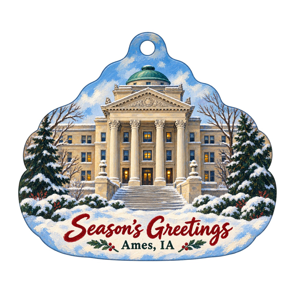 Worldly Goods Christmas custom wood ornament OC1050 on white