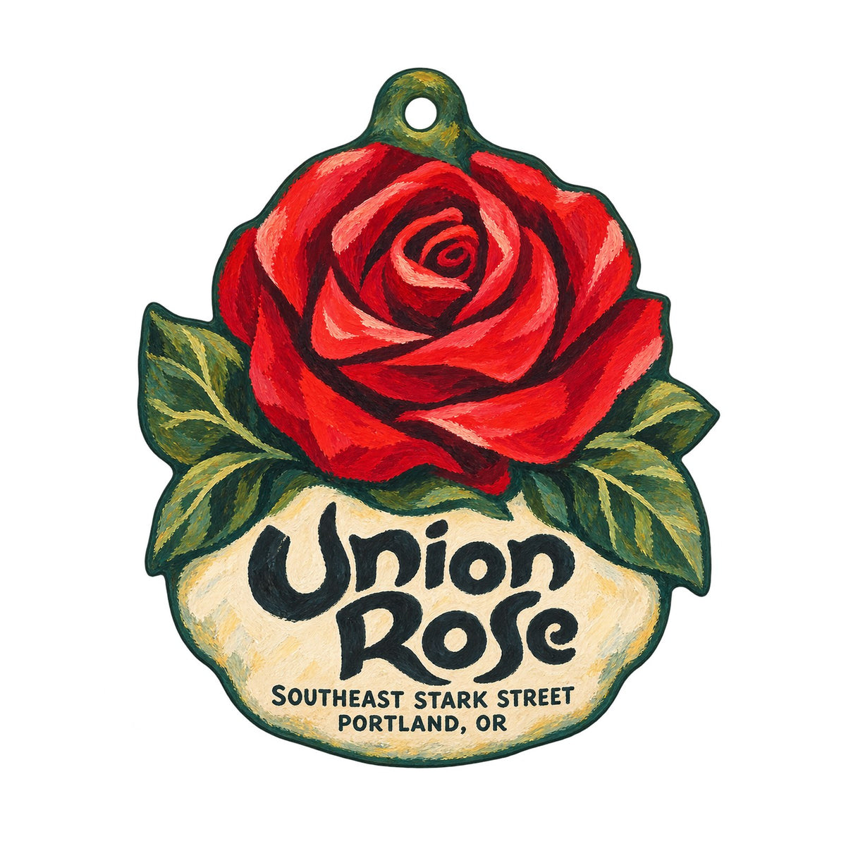 Union Rose Logo custom wood ornament OC1052 on white