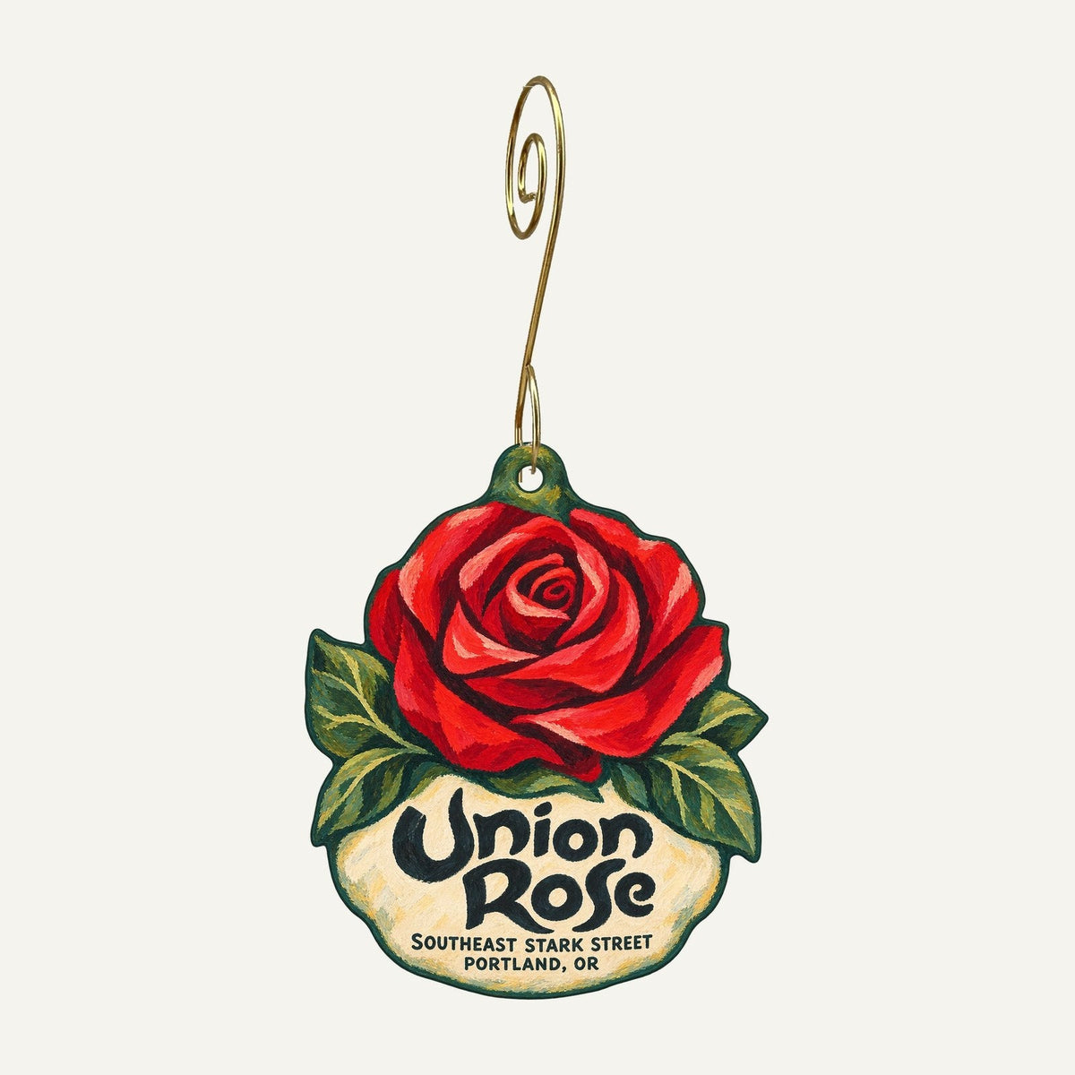 Union Rose Logo custom wood ornament OC1052 hanging on hook