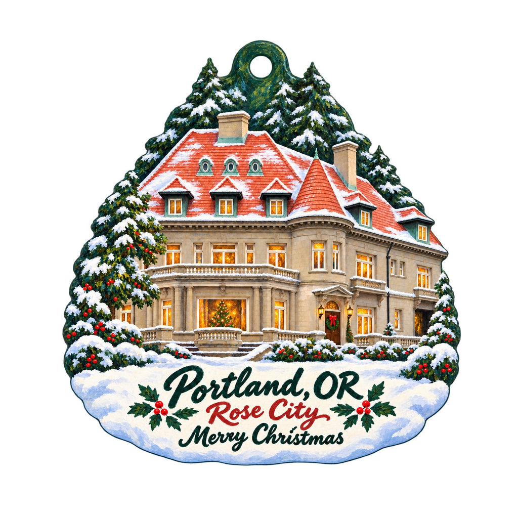 Union Rose Christmas custom wood ornament OC1053 on white
