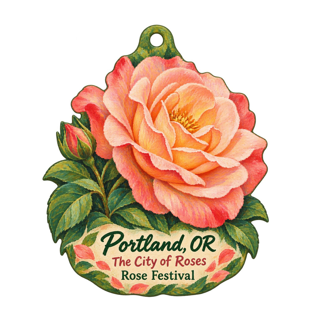 Union Rose Town Icon custom wood ornament OC1054 on white