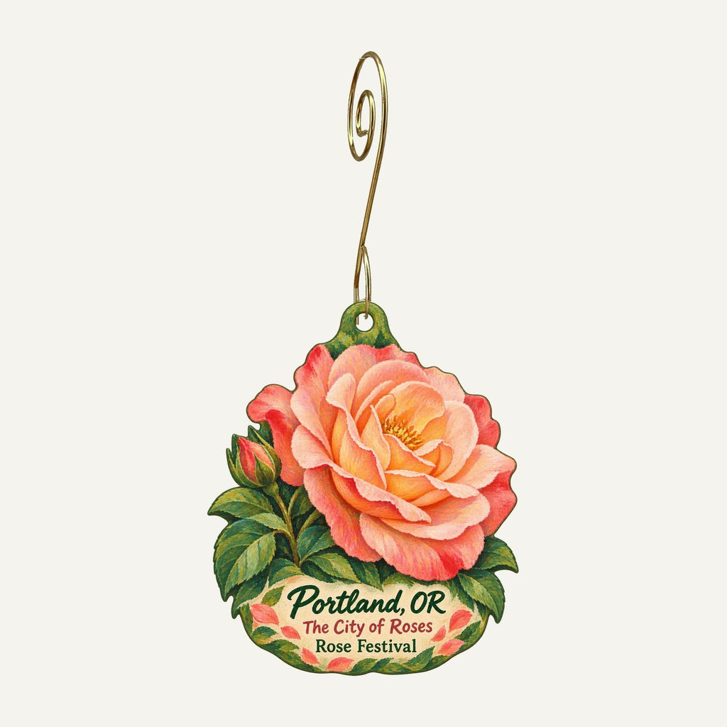 Union Rose Town Icon custom wood ornament OC1054 hanging on hook
