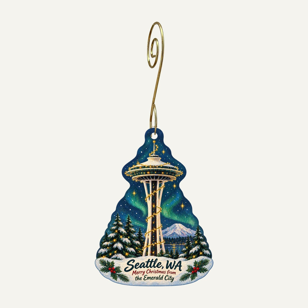 Museum of History & Industry Christmas custom wood ornament OC1059 hanging on hook