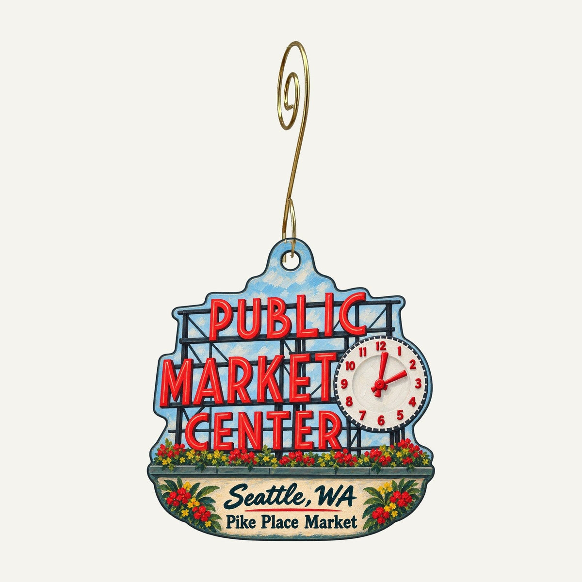 Museum of History & Industry Town Icon custom wood ornament OC1060 hanging on hook