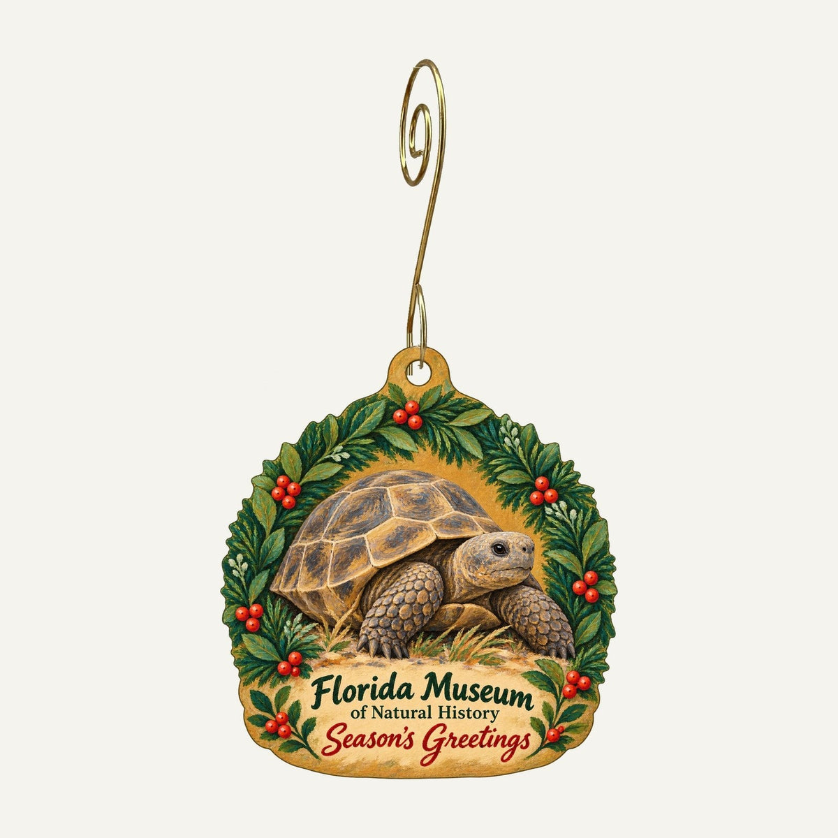 Florida Museum of Natural History Store Christmas custom wood ornament OC1062 hanging on hook