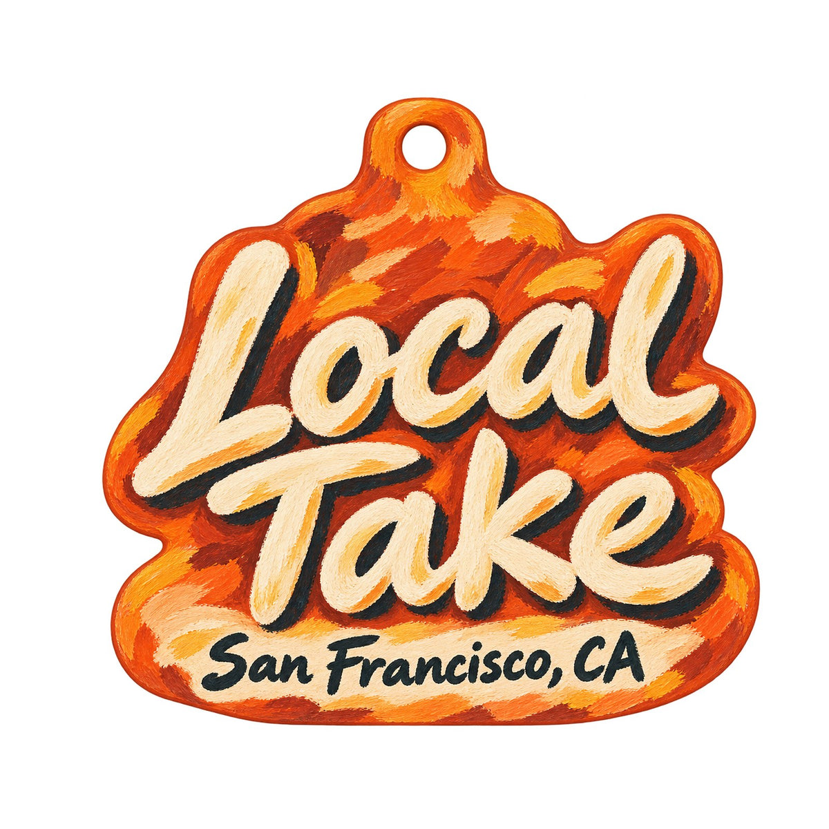 Local Take Logo custom wood ornament OC1070 on white