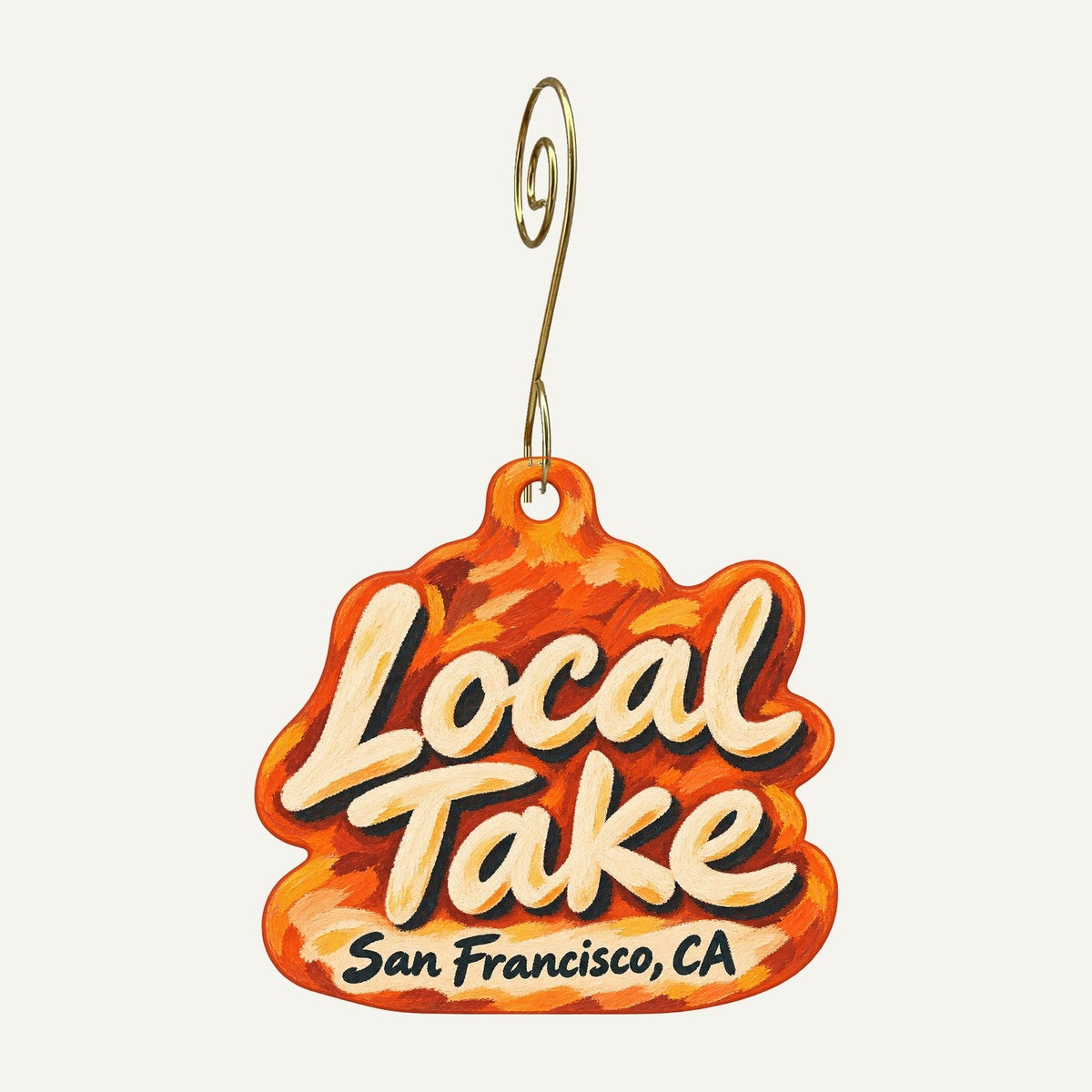 Local Take Logo custom wood ornament OC1070 hanging on hook