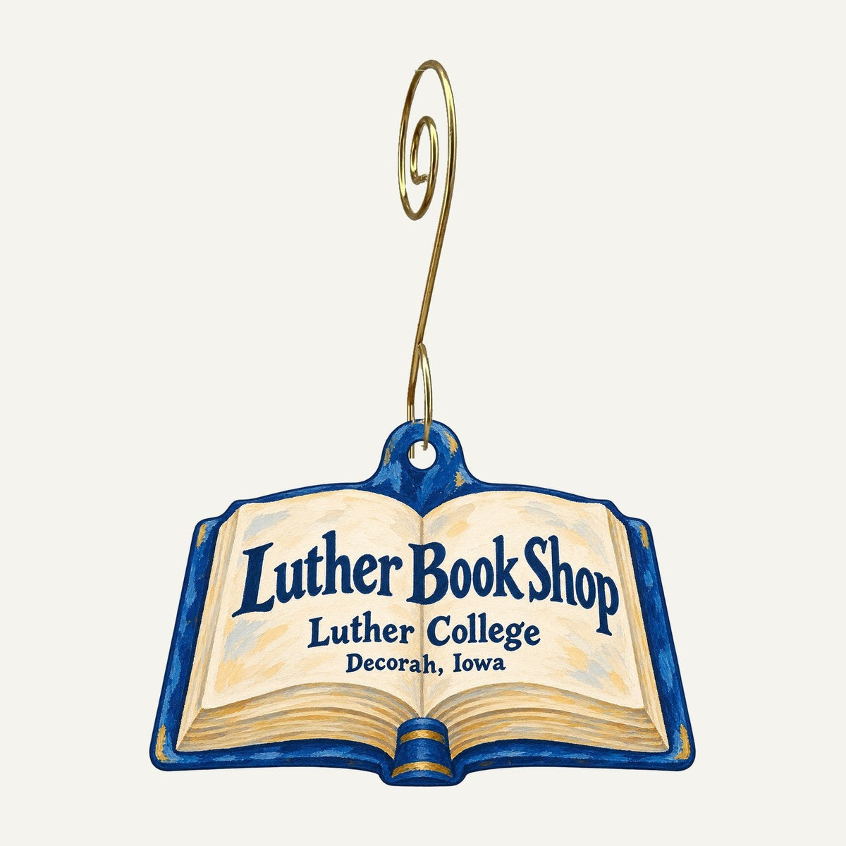 Luther Book Shop Logo custom wood ornament OC1073 hanging on hook