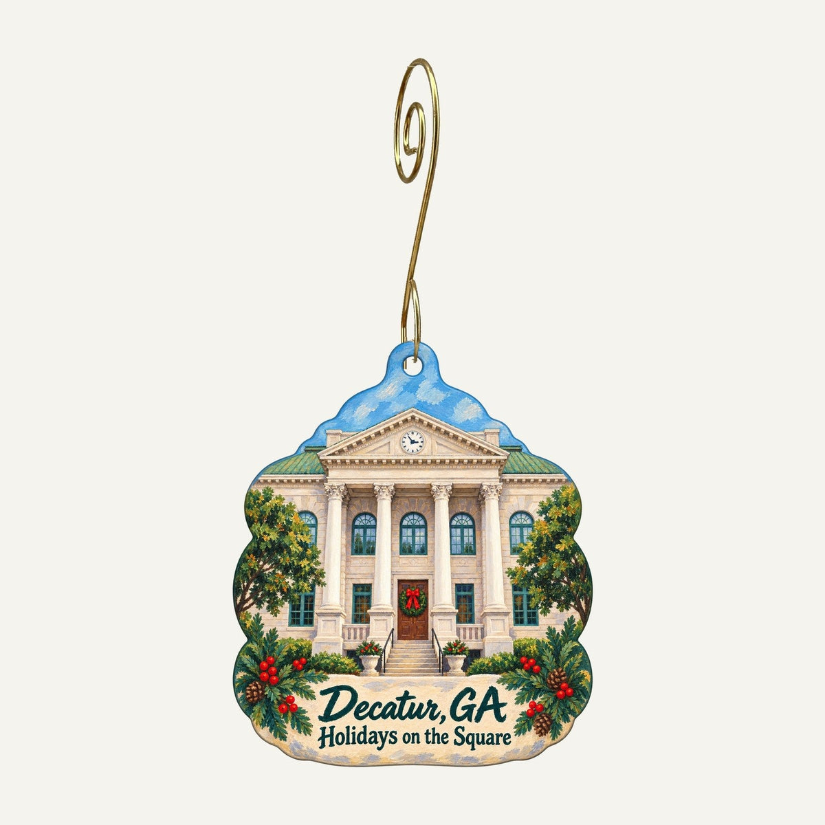 Kudzu Antiques + Modern Christmas custom wood ornament OC1077 hanging on hook