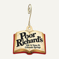 Poor Richard's Book Store Logo custom wood ornament OC107 hanging on hook