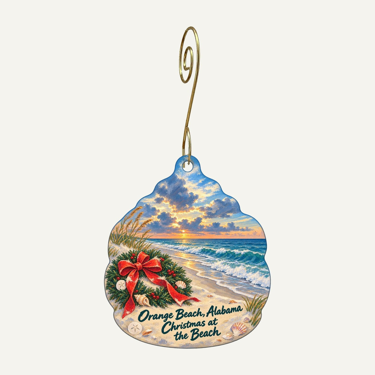 Maggie's Bottle & Tail Christmas custom wood ornament OC1083 hanging on hook