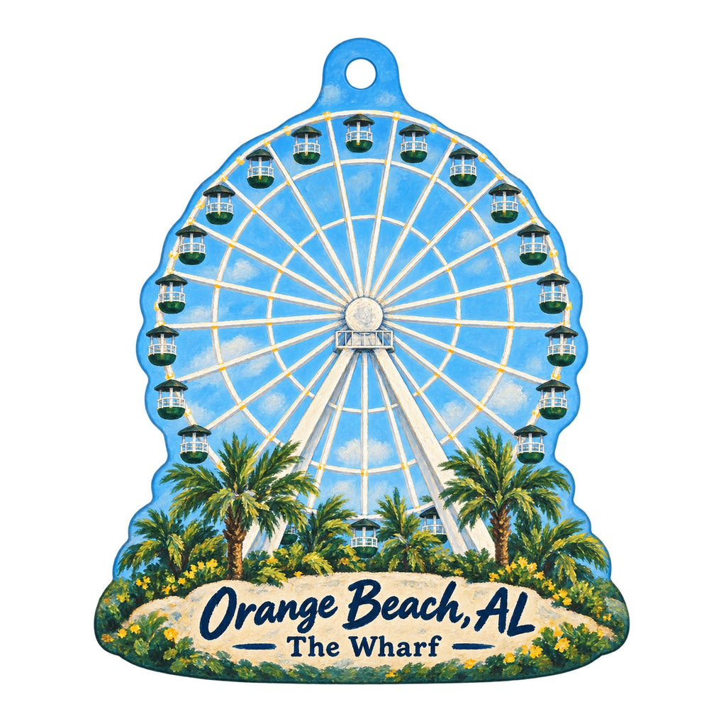 Maggie's Bottle & Tail Town Icon custom wood ornament OC1084 on white