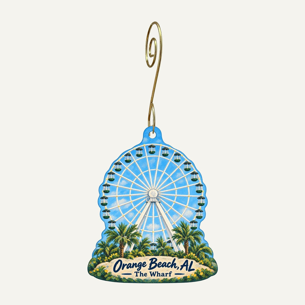 Maggie's Bottle & Tail Town Icon custom wood ornament OC1084 hanging on hook