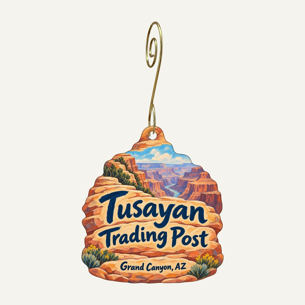 Xanterra - Tusayan Trading Post Logo custom wood ornament OC1085 hanging on hook