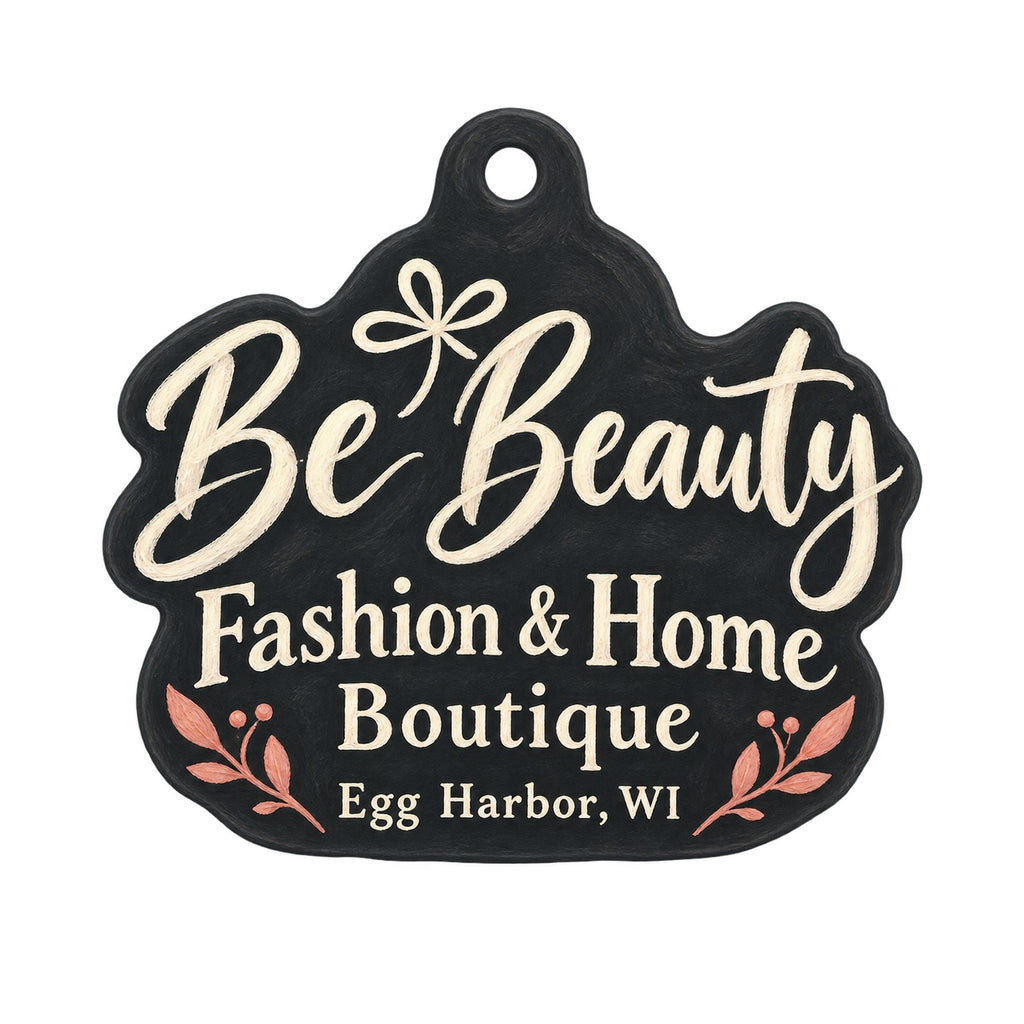 Be Beauty Fashion & Home Boutique Logo custom wood ornament OC1088 on white