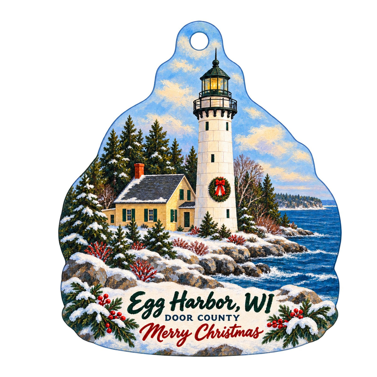 Be Beauty Fashion & Home Boutique Christmas custom wood ornament OC1089 on white