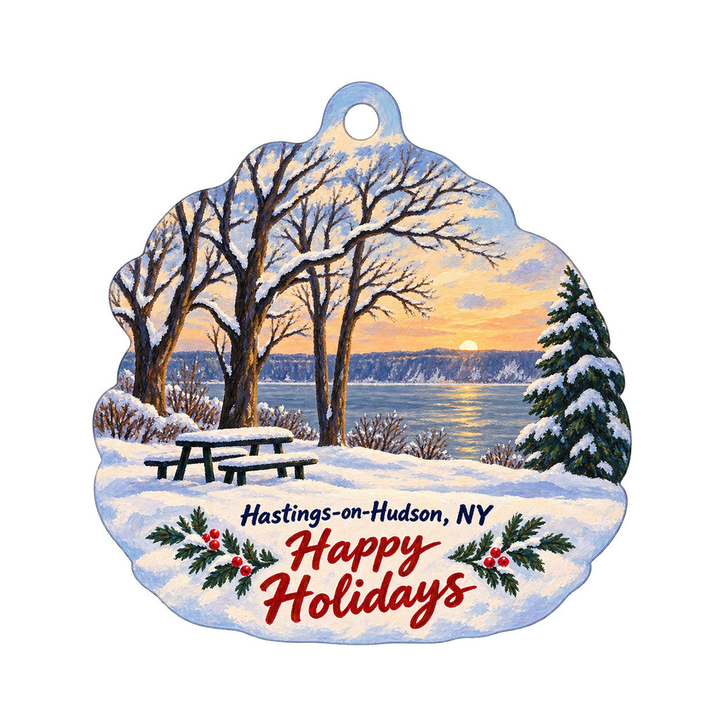 Chelsea Dry Goods Christmas custom wood ornament OC1092 on white