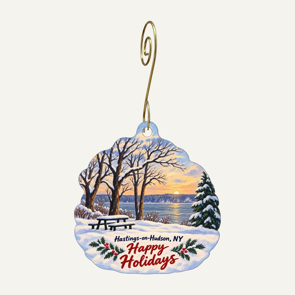 Chelsea Dry Goods Christmas custom wood ornament OC1092 hanging on hook