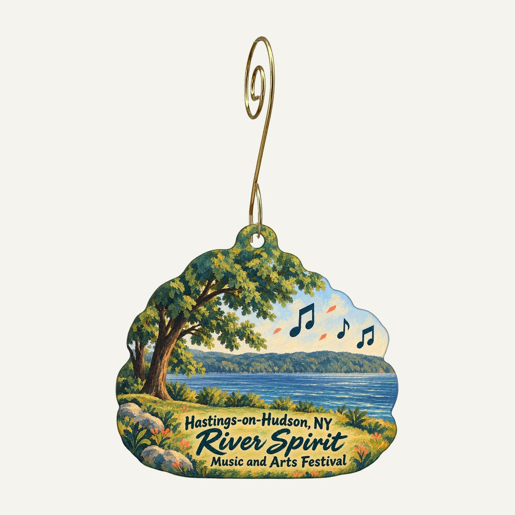Chelsea Dry Goods Town Icon custom wood ornament OC1093 hanging on hook