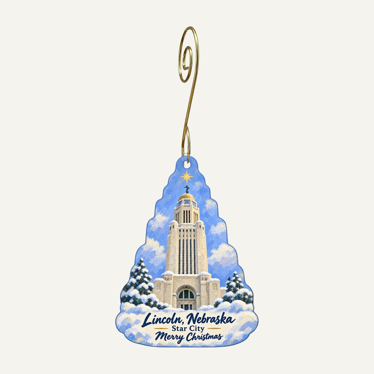 Oak Creek Plants & Flowers Christmas custom wood ornament OC1095 hanging on hook