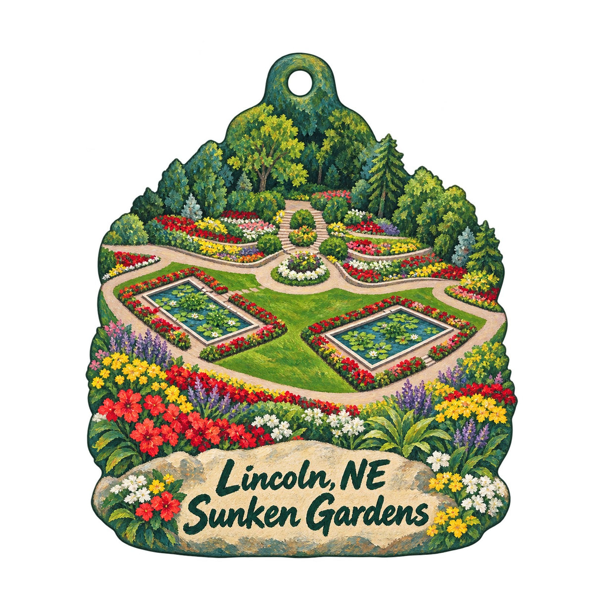 Oak Creek Plants & Flowers Town Icon custom wood ornament OC1096 on white