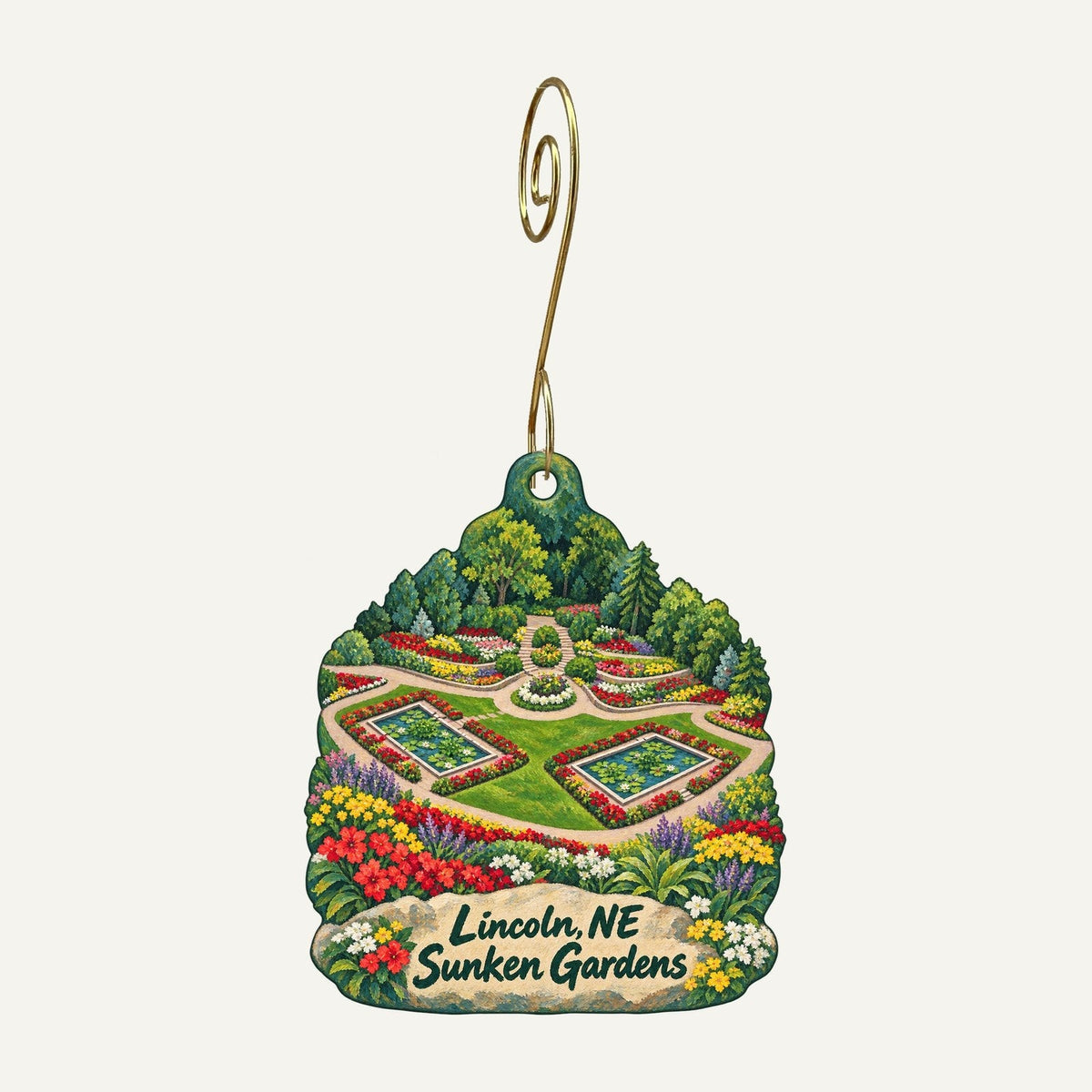 Oak Creek Plants & Flowers Town Icon custom wood ornament OC1096 hanging on hook