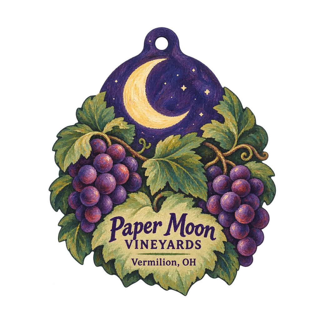 Paper Moon Vineyards Logo custom wood ornament OC1097 on white