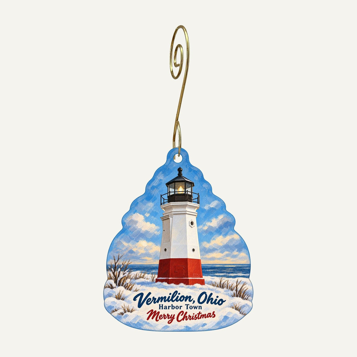 Paper Moon Vineyards Christmas custom wood ornament OC1098 hanging on hook