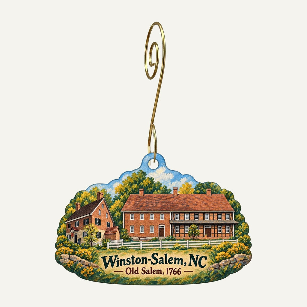 Simply Sterling & Company Town Icon custom wood ornament OC1102 hanging on hook