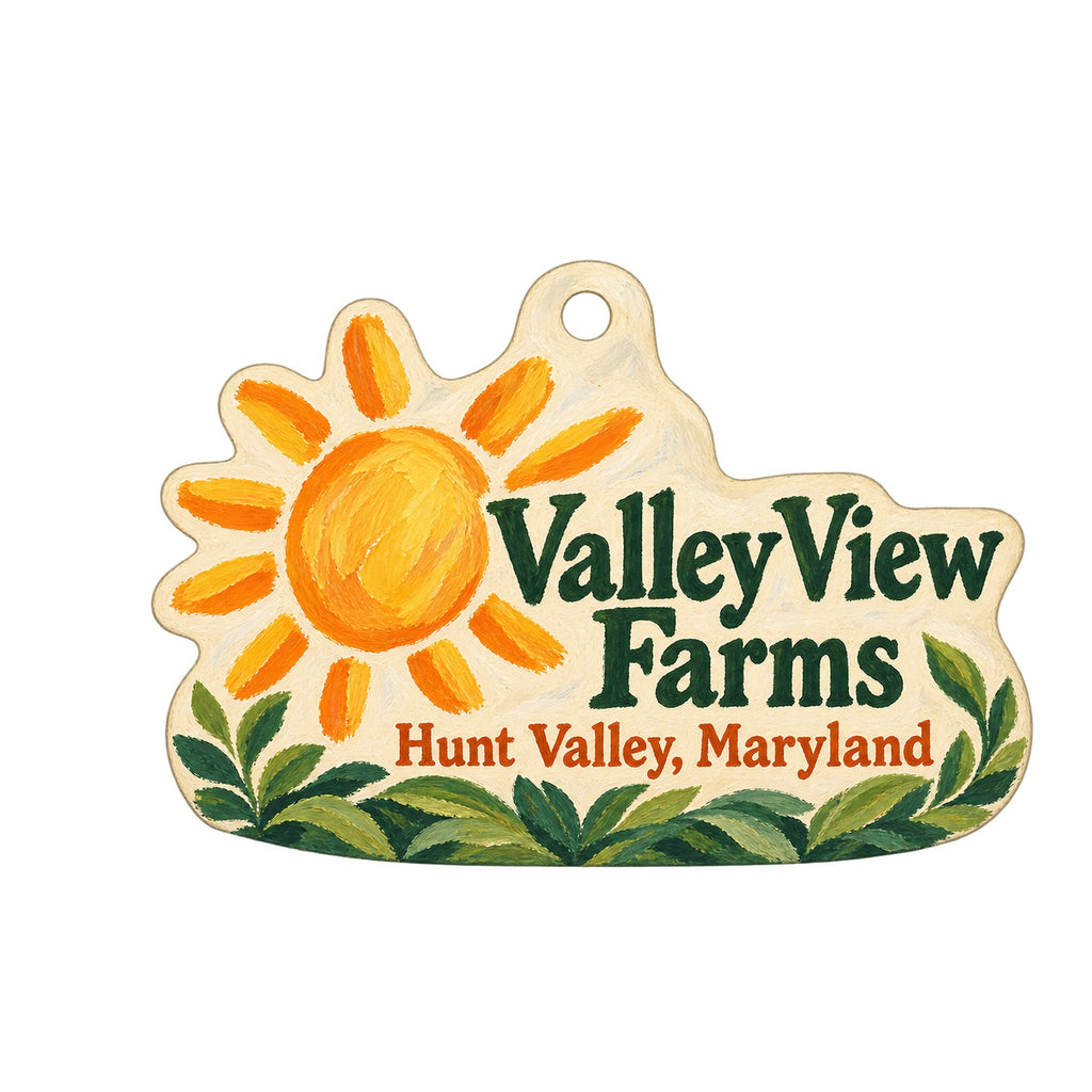 Valley View Farms Logo custom wood ornament OC1103 on white