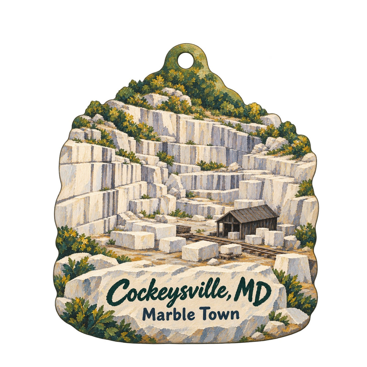 Valley View Farms Town Icon custom wood ornament OC1105 on white