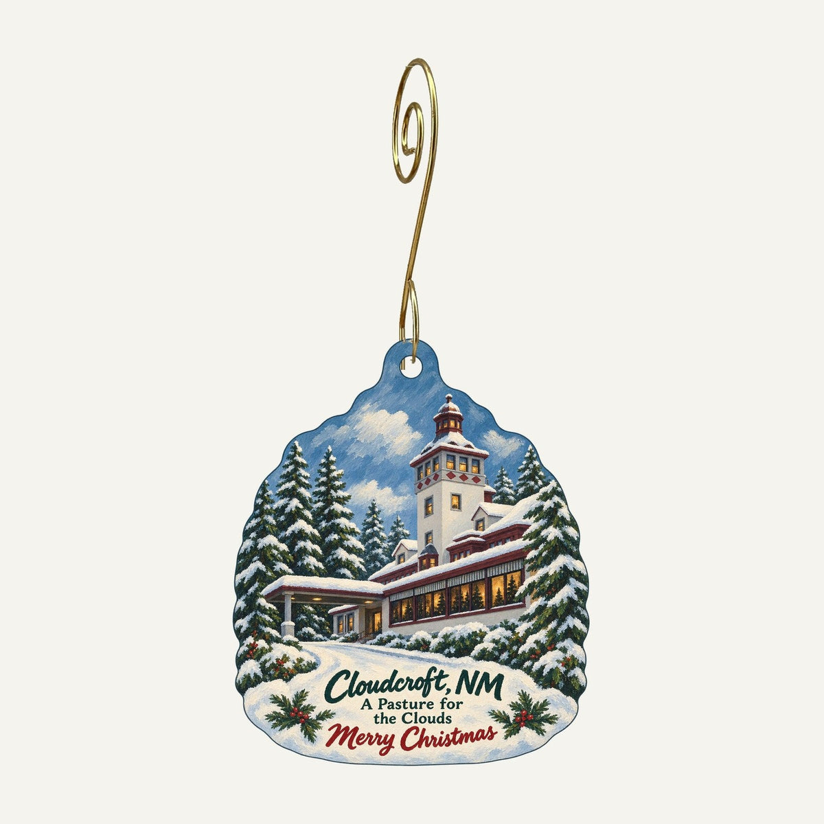High Altitude Outfitters Christmas custom wood ornament OC1110 hanging on hook