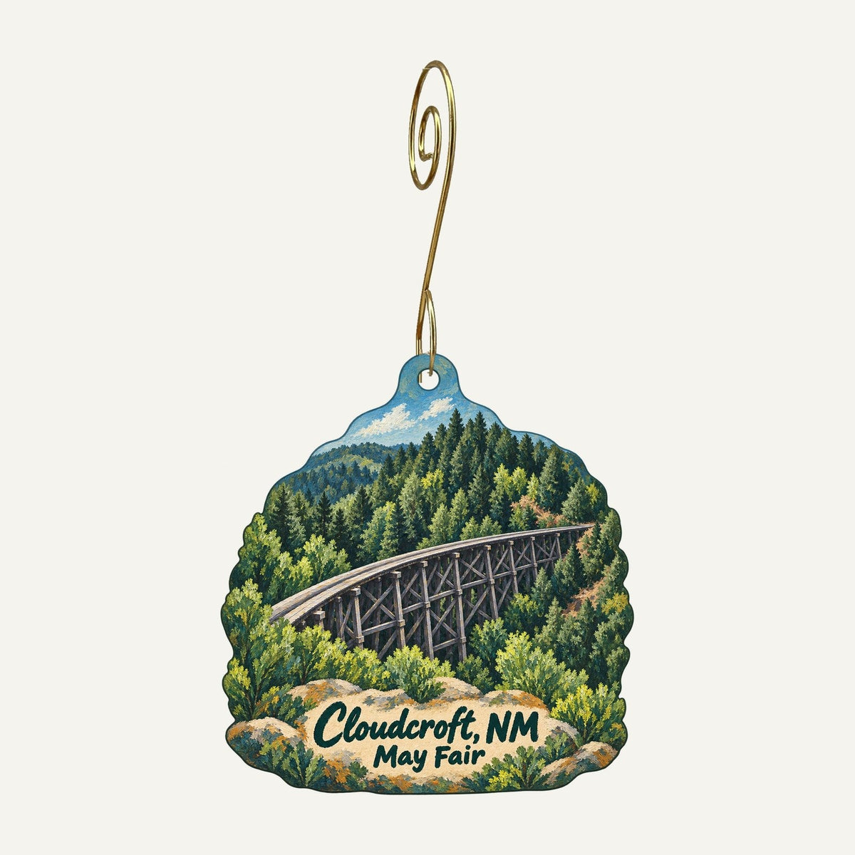 High Altitude Outfitters Town Icon custom wood ornament OC1111 hanging on hook