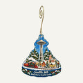 Space Needle and Chihuly Garden and Glass Christmas custom wood ornament OC111 hanging on hook