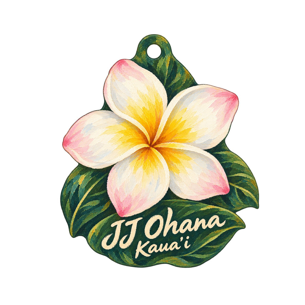 JJ Ohana Logo custom wood ornament OC1121 on white