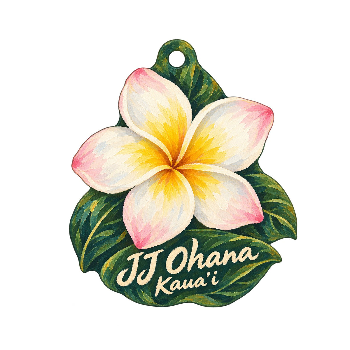 JJ Ohana Logo custom wood ornament OC1121 on white