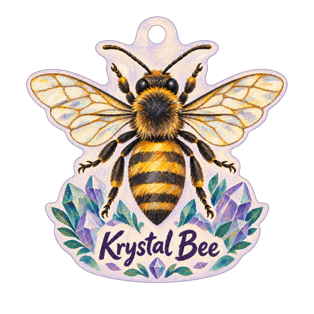 Krystal Bee, LLC Logo custom wood ornament OC1124 on white