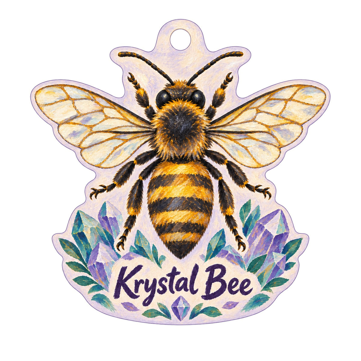 Krystal Bee, LLC Logo custom wood ornament OC1124 on white