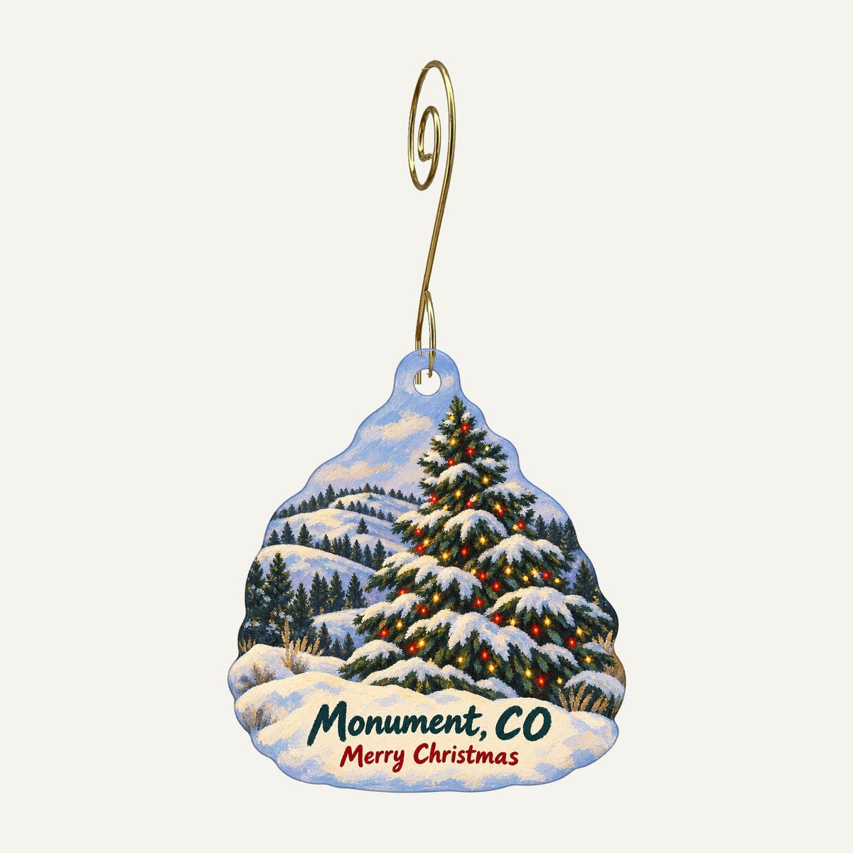 Krystal Bee, LLC Christmas custom wood ornament OC1125 hanging on hook