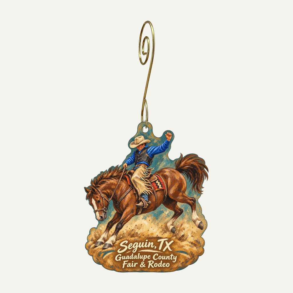 Green Jay Gardens Town Icon custom wood ornament OC1132 hanging on hook