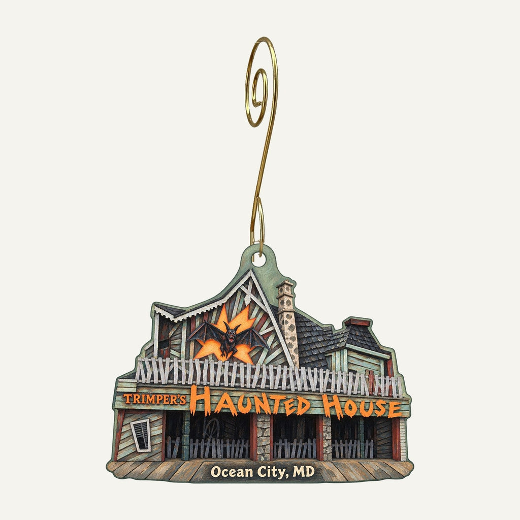 The Haunted House — Trimper Amusements Logo custom wood ornament OC1139 hanging on hook