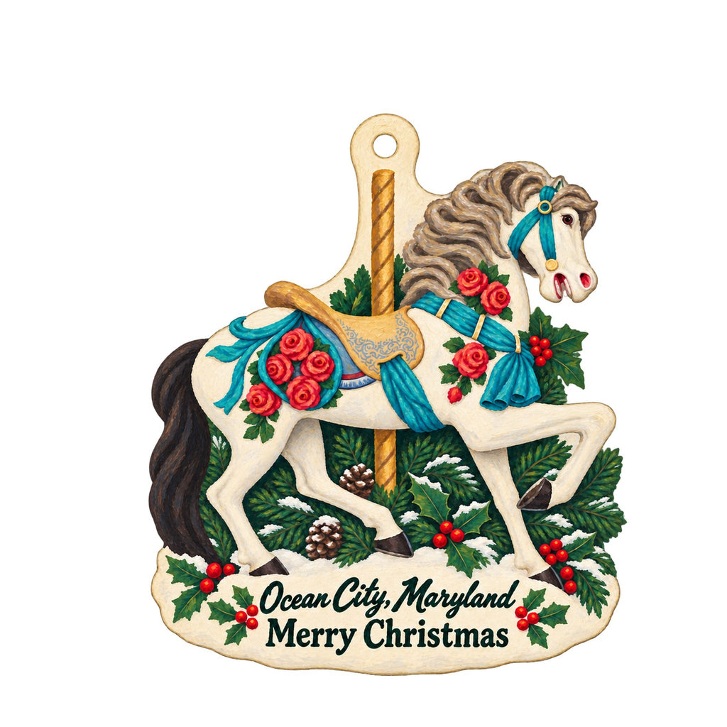 The Haunted House — Trimper Amusements Christmas custom wood ornament OC1140 on white
