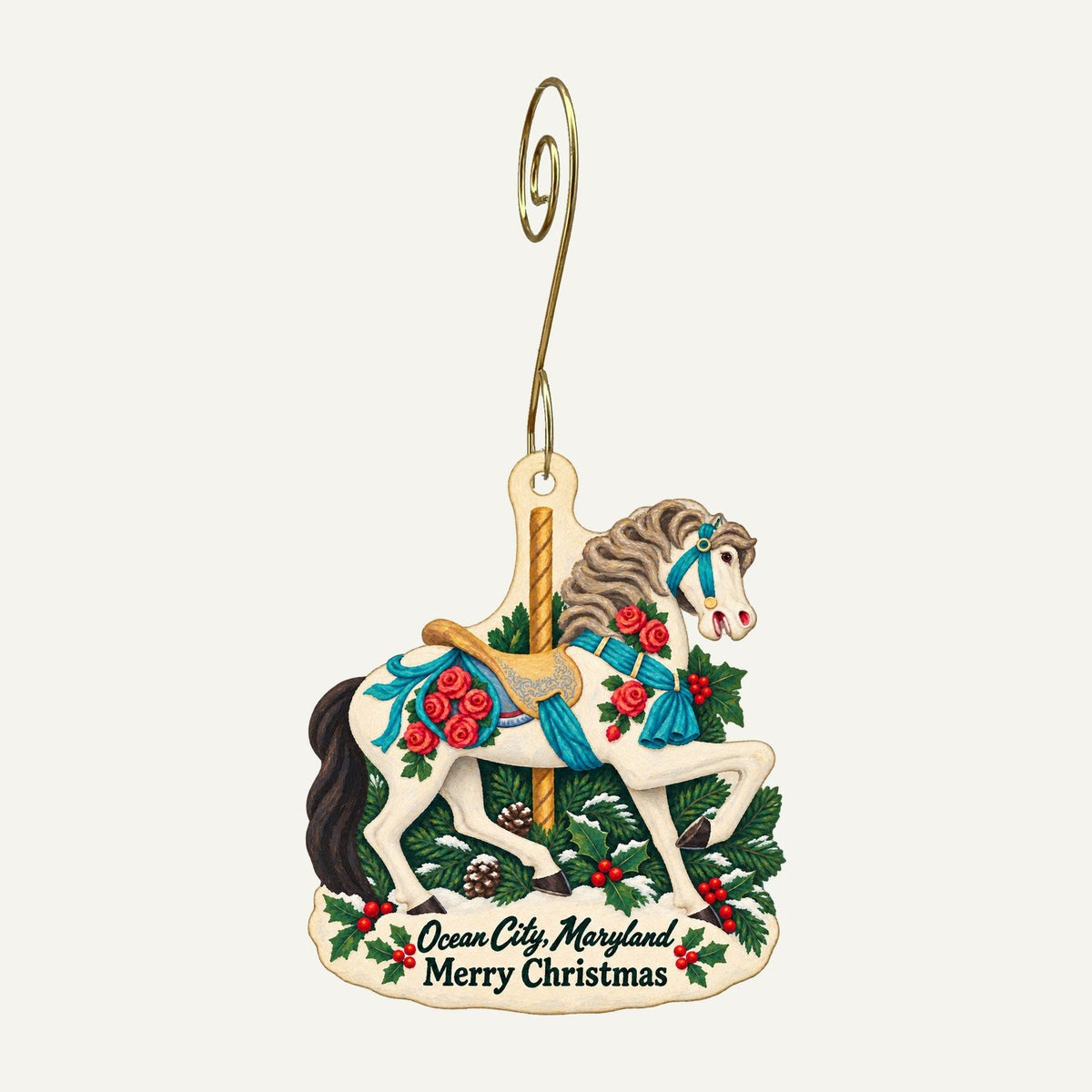 The Haunted House — Trimper Amusements Christmas custom wood ornament OC1140 hanging on hook