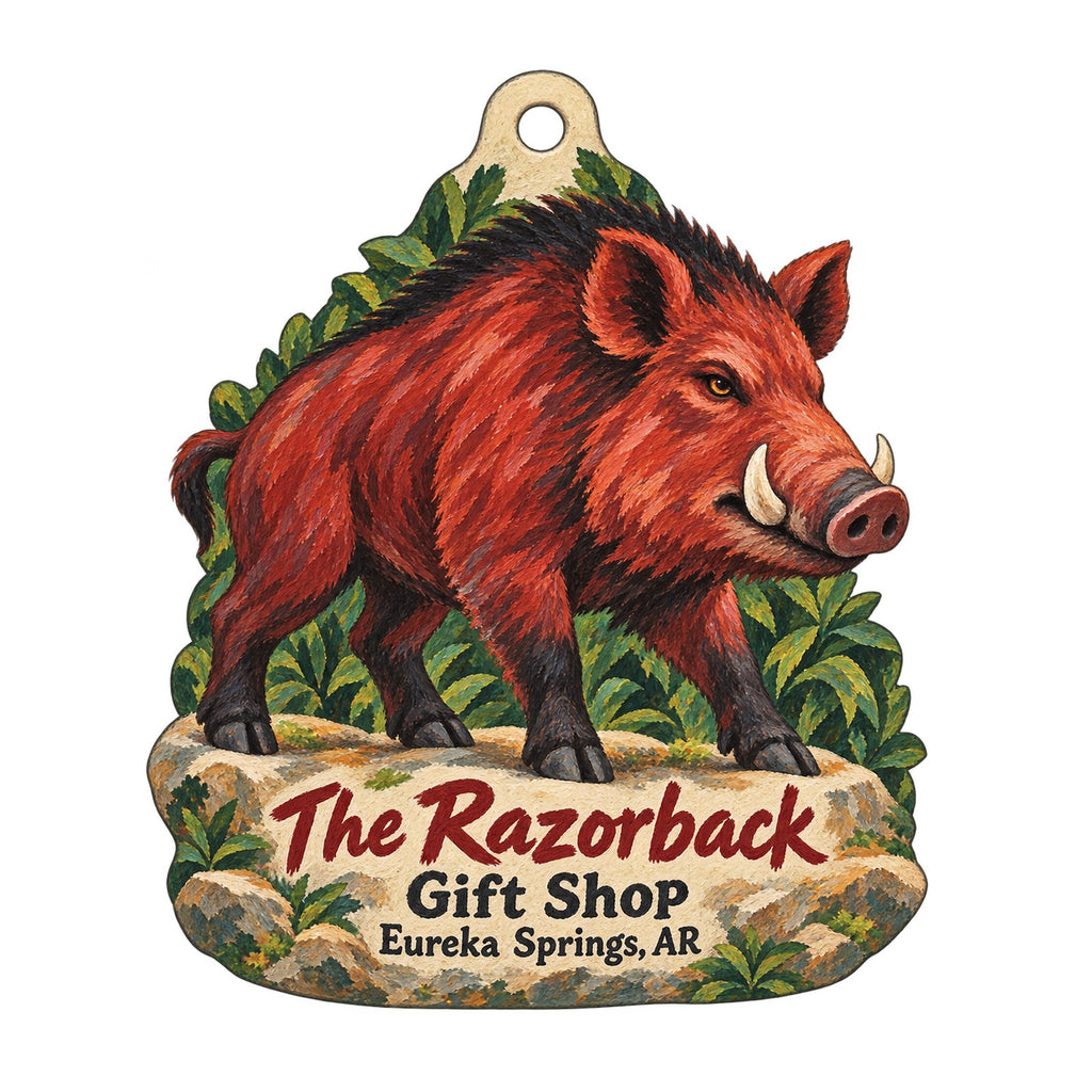 The Razorback Gift Shop Logo custom wood ornament OC1142 on white