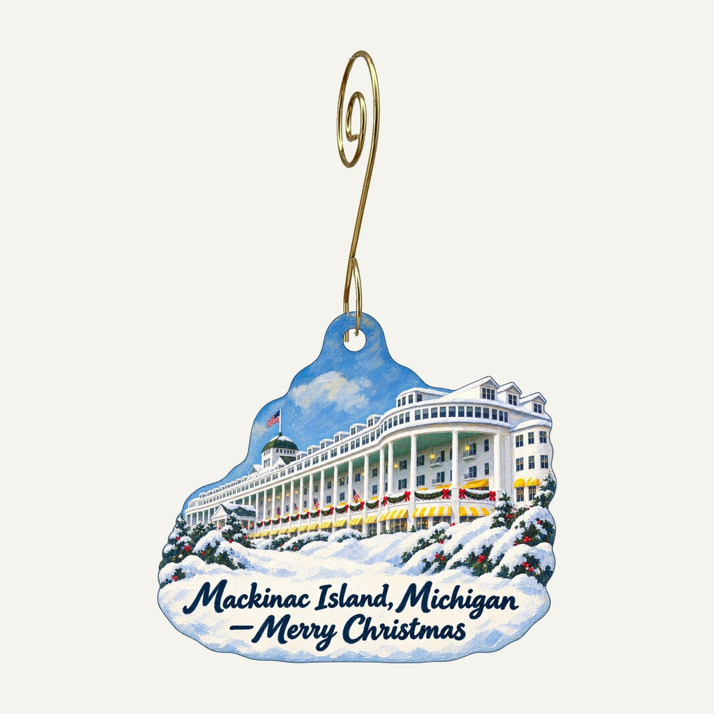 Original Mackinac Island Butterfly House & Insect World Christmas custom wood ornament OC1149 hanging on hook
